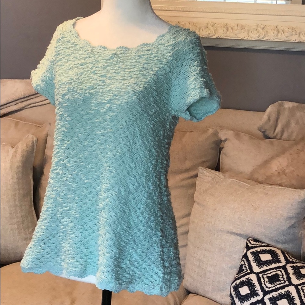 Anthropologie Knitted & Knotted aqua sweater